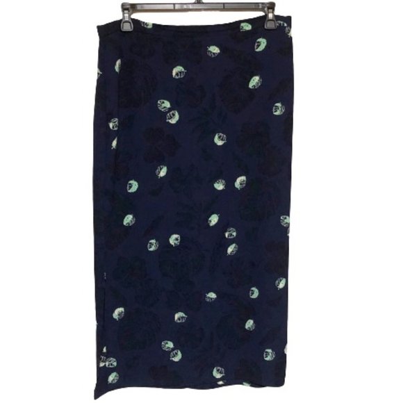 PENDLETON Maxi Skirt Navy Print Side Slits Size 10 - Picture 1 of 7